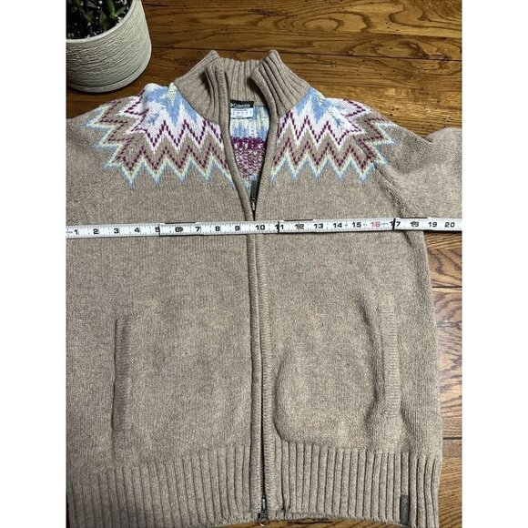 Columbia P46 Knit Sweater Women Sz M Ribbed Turtleneck Full Zip Cotton WoolNylon - Picture 5 of 9